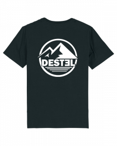 T-shirts T-shirt noir logo montagne rond blanc – coton biologique – Destel Clothing