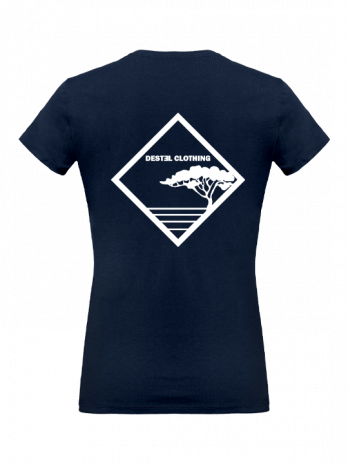 T-shirt bleu marine femme logo pin sur la mer blanc, marque Destel