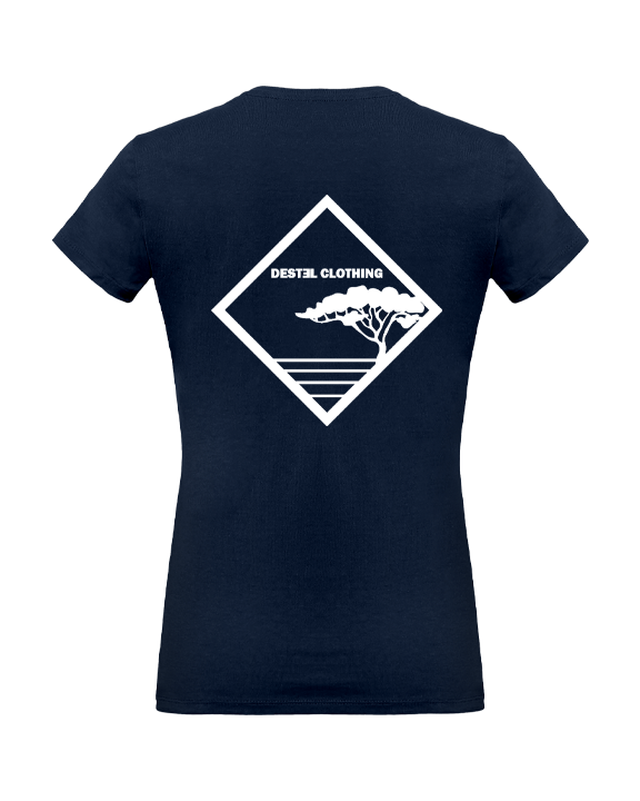 T-shirt bleu marine femme logo pin sur la mer blanc, marque Destel