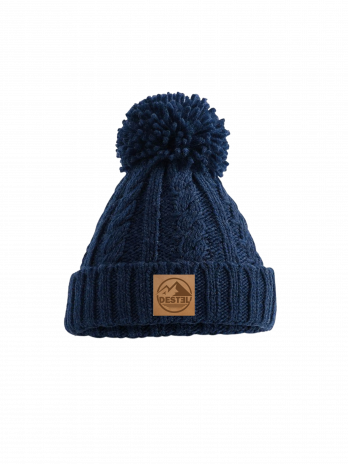 Bonnet gros pompon bleu