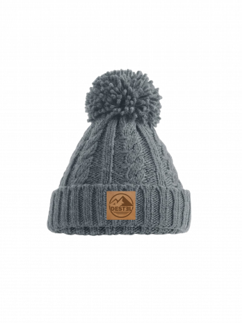 Bonnet gros pompon gris