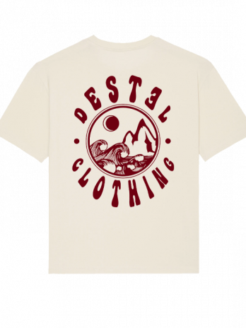 T-shirt oversize beige imprimé rouge "Sea Vibes" – coton bio – Destel Clothing
