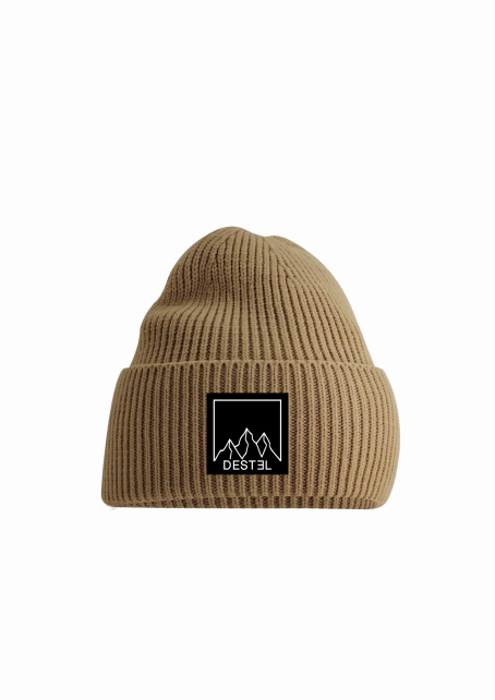 Bonnet destel clothing marron, logo montagne