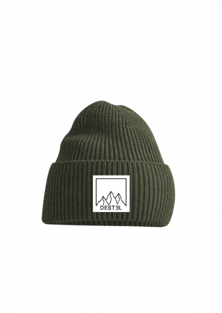 Bonnet destel clothing kaki, logo montagne