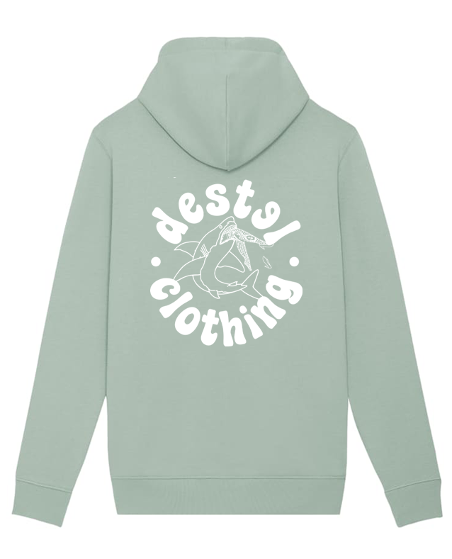 sweat couleur aloé imprimé shark destel clothing