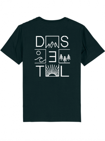 T-shirt noir imprimé graphique "Elements" blanc – coupe unisexe – Destel Clothing