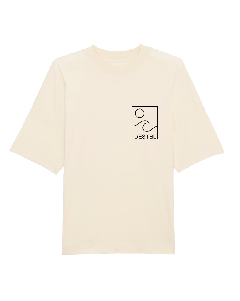 T-shirt du var oversize beige imprimé "Elements" en coton bio – Destel Clothing