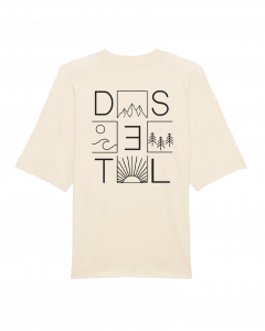 Home T-shirt varois oversize beige imprimé "Elements" en coton bio – Destel Clothing