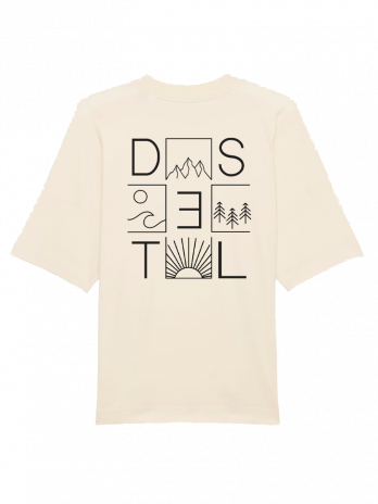 T-shirt varois oversize beige imprimé "Elements" en coton bio – Destel Clothing