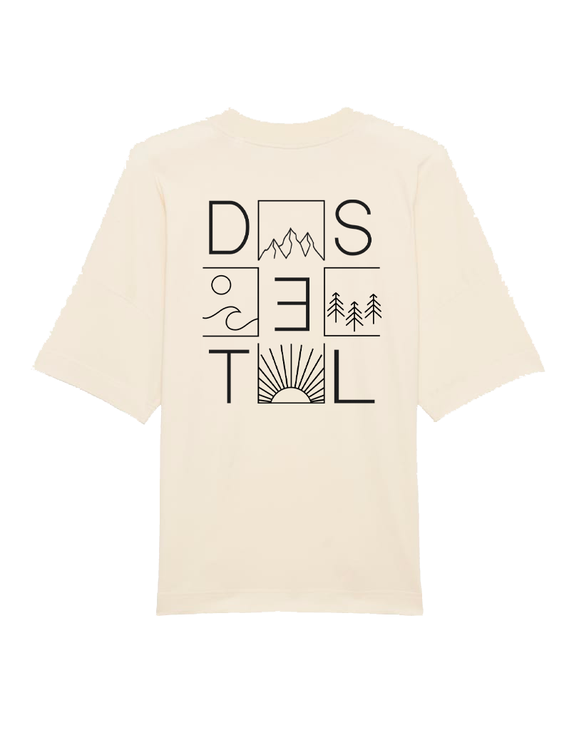 T-shirt varois oversize beige imprimé "Elements" en coton bio – Destel Clothing