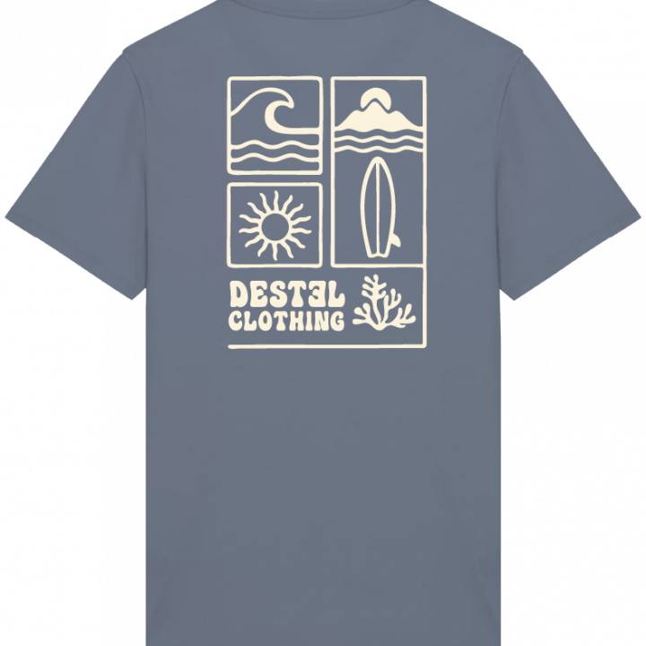 T-shirt mineral grey, marque destel, logo summer vibes